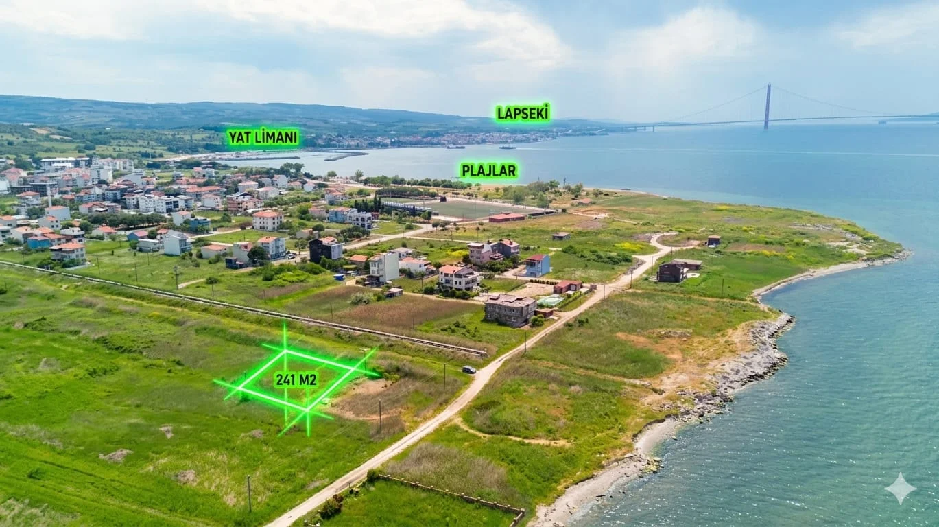 Çanakkale Lapseki Cumhuriyet Mahallesi’nde Satılık Arsa – Denize 70 Metre, %30/3 Kat İmarlı