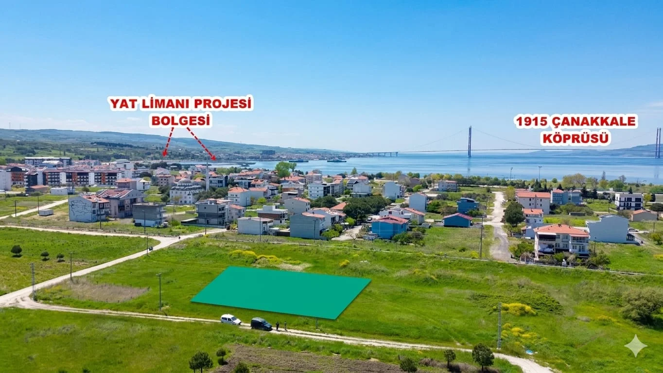 Lapseki Dalyan'da Denize 300 Metre Mesafede İmarlı Satılık Arsa