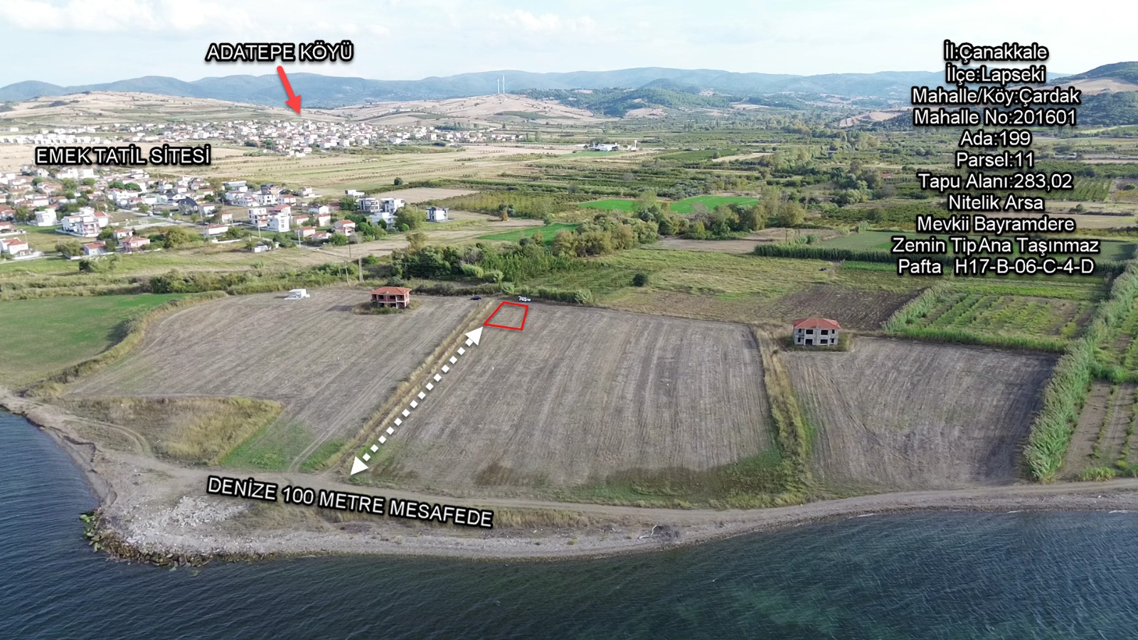 DENİZE 100 METRE MESAFEDE 283 M2 ARSA